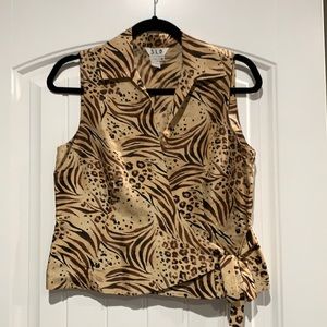 Silk animal print top